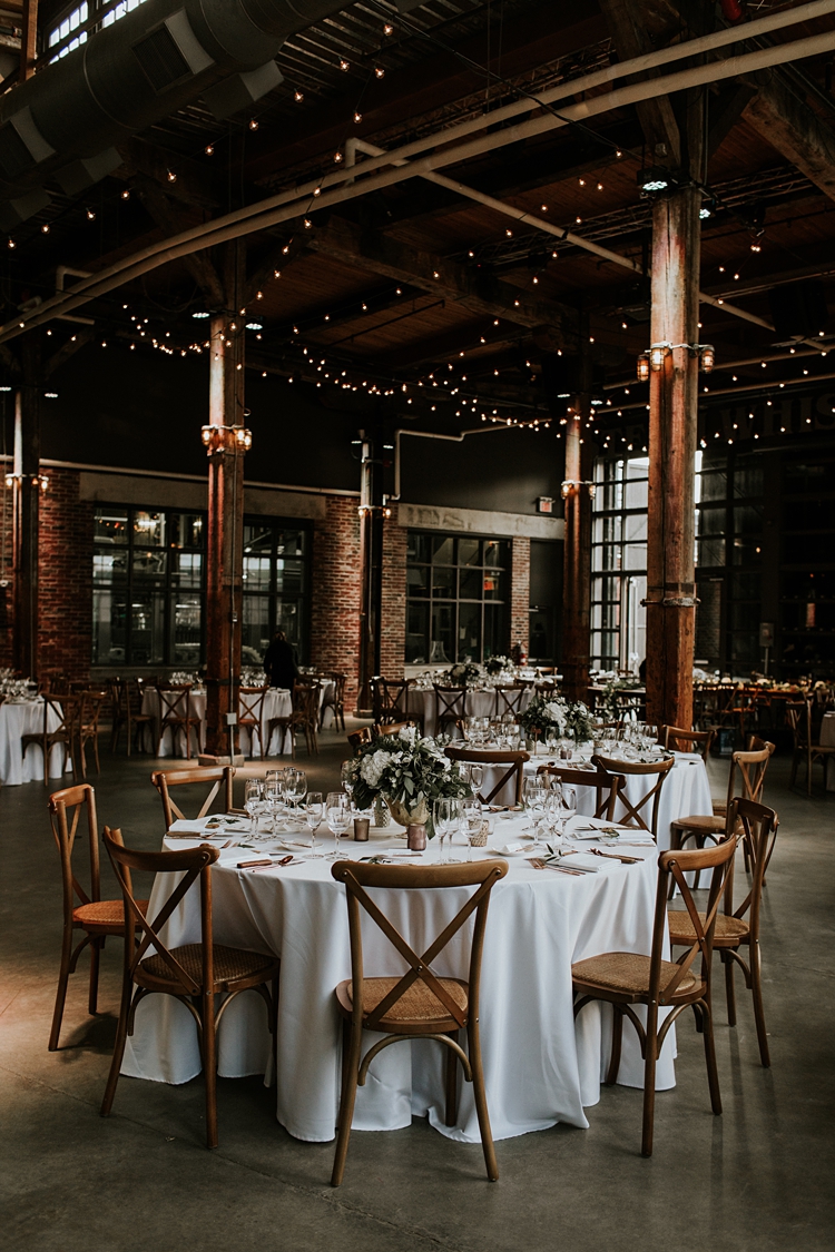 Stunning wedding decor at Steam Whistle in Toronto
