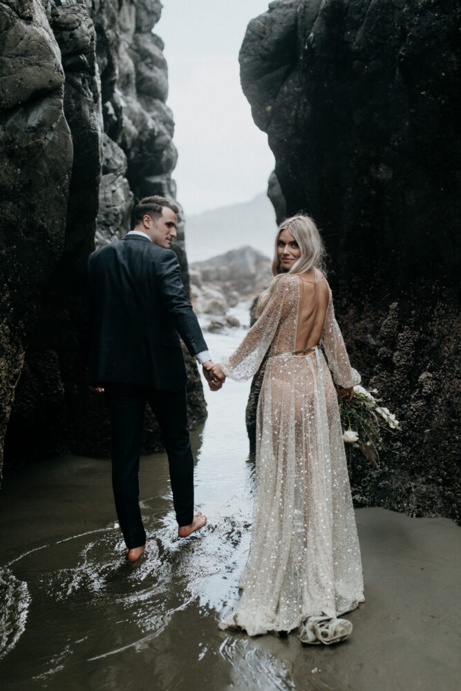 Elopement in Tofino at sunset